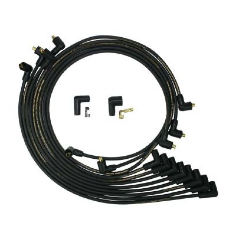 Moroso Chevrolet Small Block Non-HEI Under Header Unsleeved 90 Deg Mag Tune Ignition Wire Set - Blk - 9865M