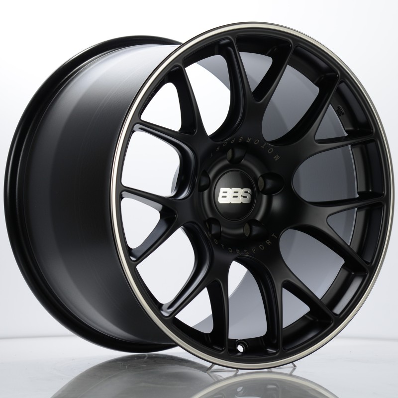 BBS CH-R 19x11 5x130 ET56 CB71.6 Satin Black Polished Rim Protector Wheel w/ Motorsport Etching - CH111BPO-MTSP