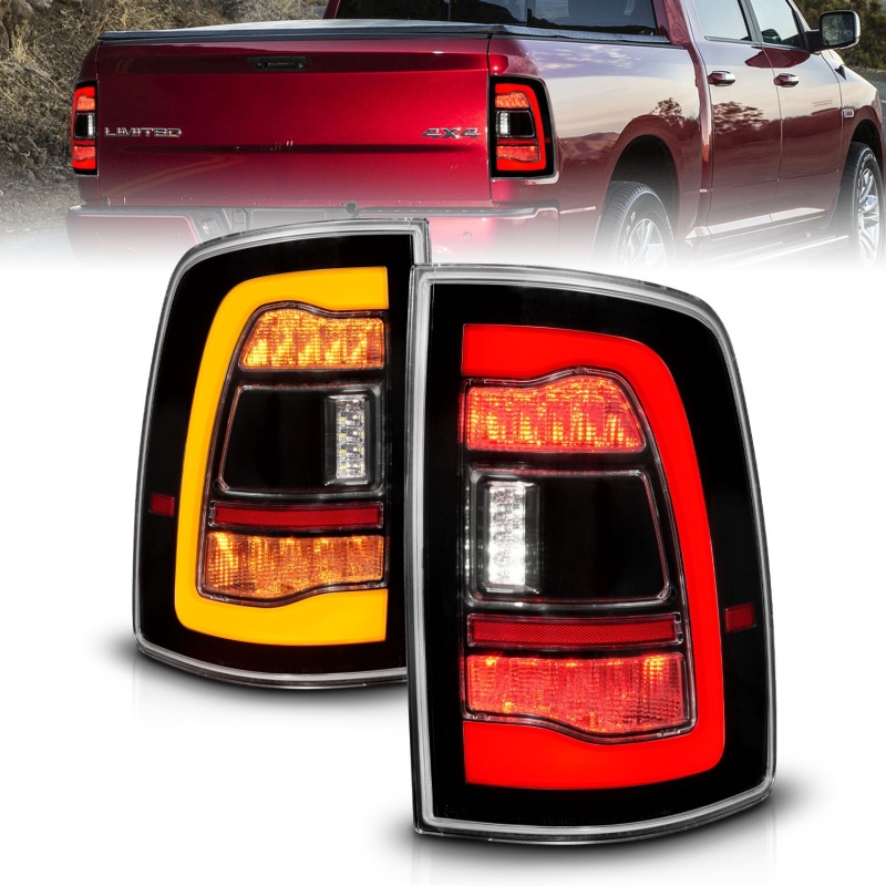 ANZO 09-18 Dodge Ram 1500 Sequential LED Taillights Black w/Switchback Amber Signal - 311471