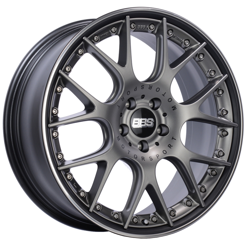 BBS CH-RII 20x8.5 5x112 ET42 Satin Platinum Center Black Lip SS Rim Prot Wheel -82mm PFS/Clip Req - CH650PBPO