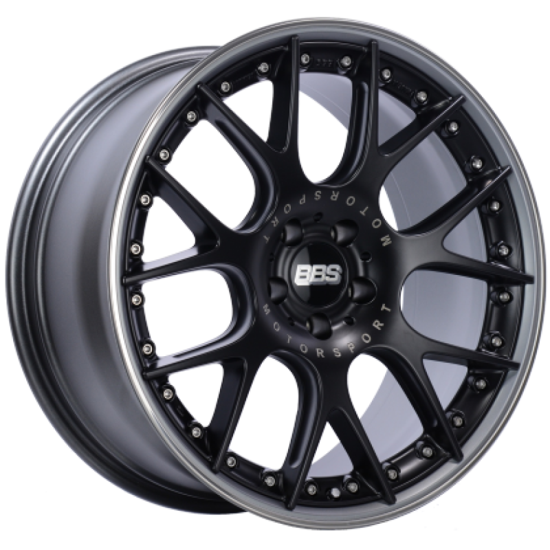 BBS CH-RII 22x10.5 5x112 ET18 / 66.5 CB Satin Black Center Platinum Lip SS Rim Protector Wheel - CH7201BPPO