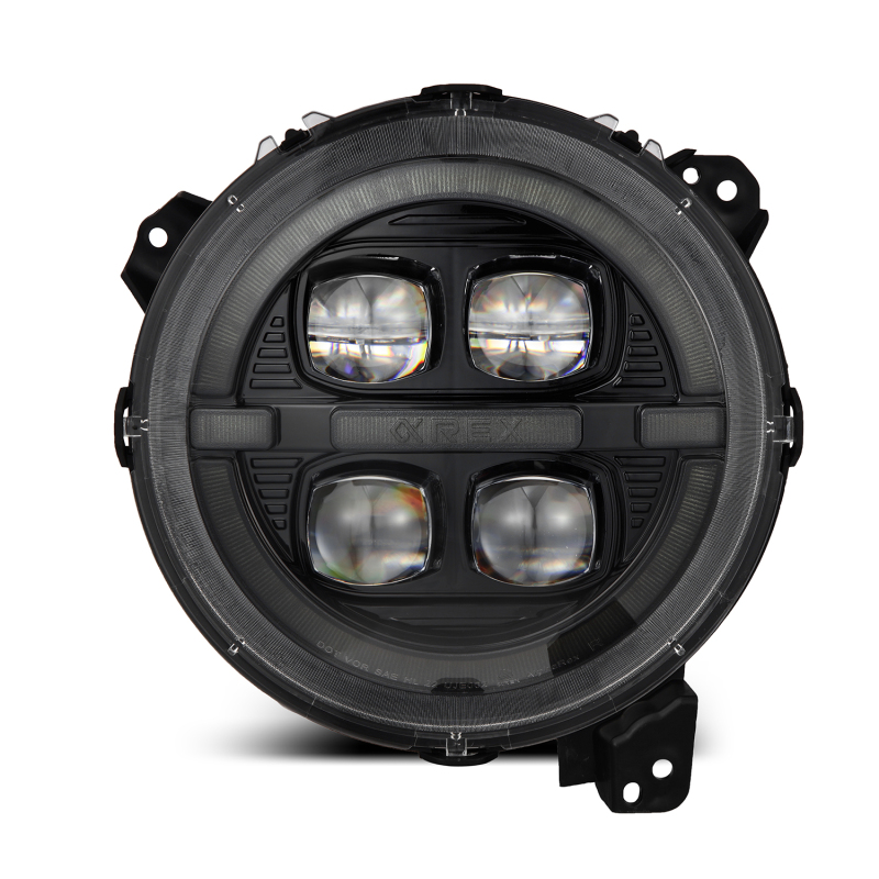 AlphaRex 18-23 Jeep Wrangler JL/Gladiator JT LED Proj Headlights Alpha-Blk w/ Activ Light/Seq Signal - 880867