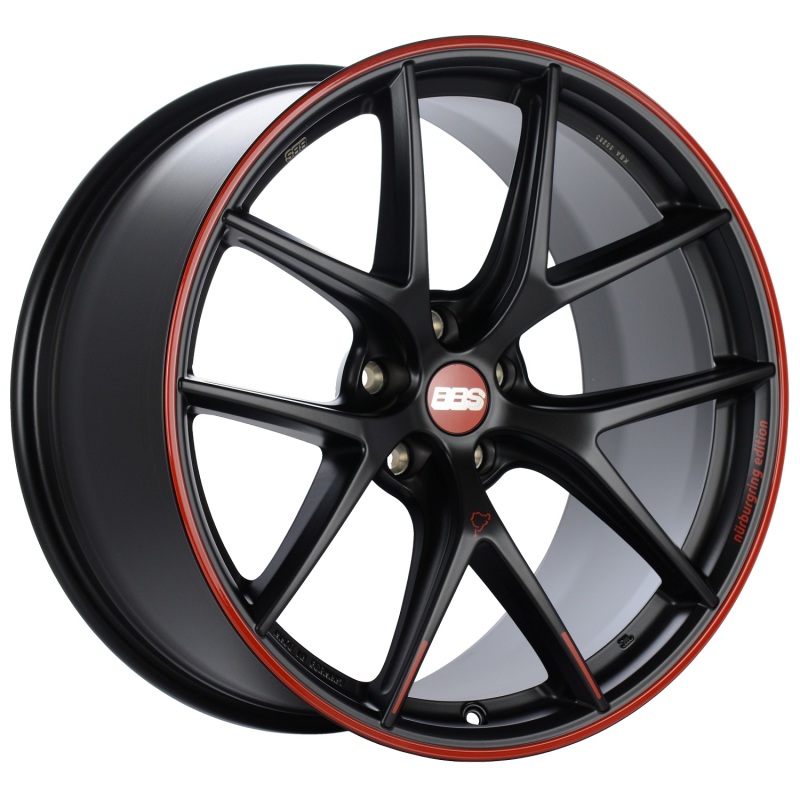 BBS CI-R Nurburgring Edition 20x10.5 5x120 ET35 Satin Black/Red Lip Wheel - 82mm PFS/Clip Req. - CI0402NE