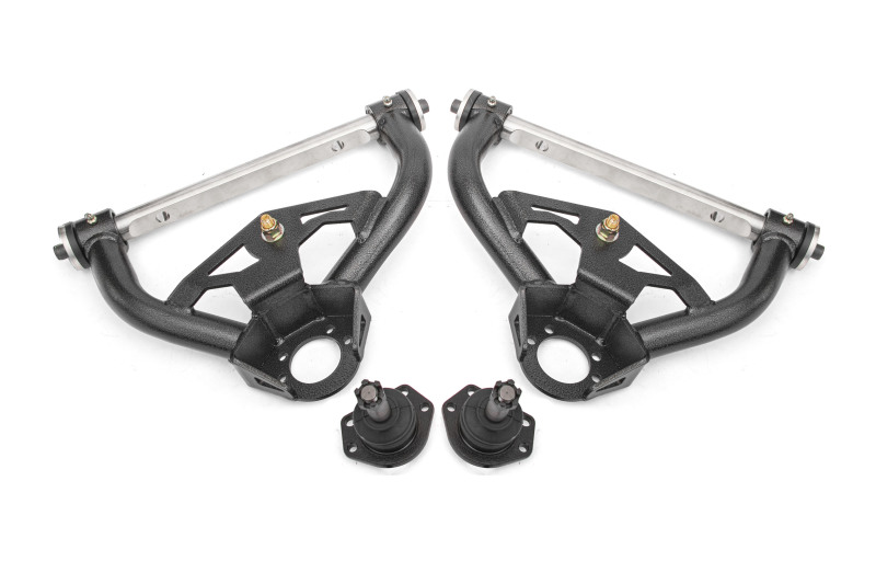 BMR 78-87 GM G-Body Non-Adjustable Upper A-Arms Delrin 0.5in Tall Ball Joint - Black Hammertone - AAU462H