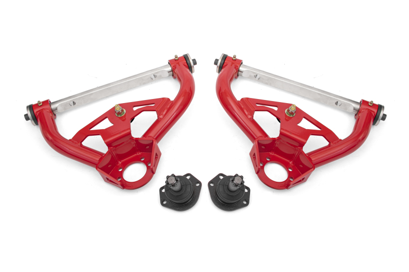 BMR 78-87 GM G-Body Non-Adjustable Upper A-Arms Delrin 0.5in Tall Ball Joint - Red - AAU462R