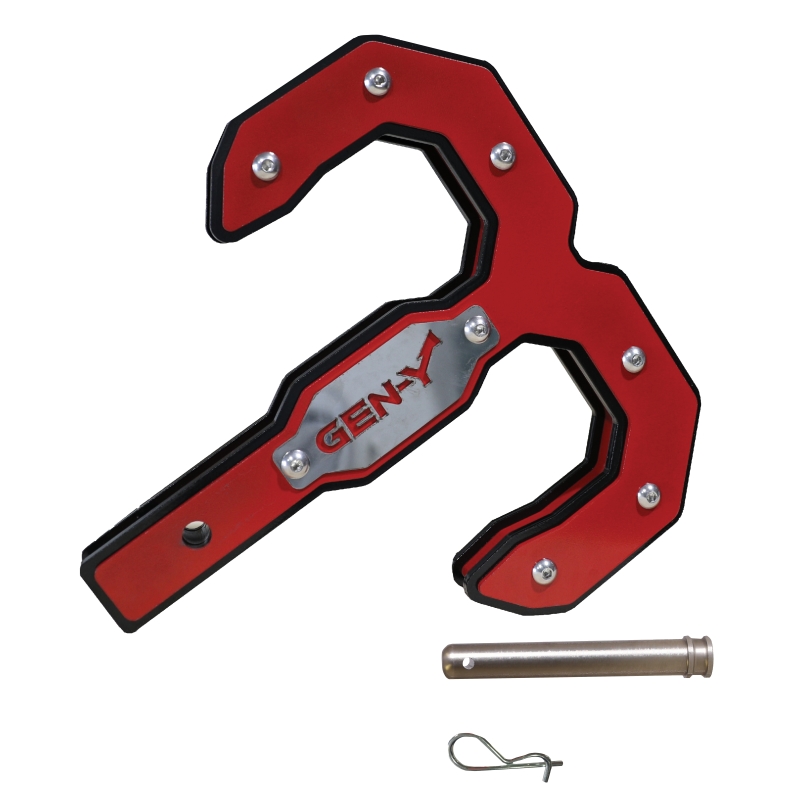 Gen-Y Hulk 2.0 16K Tow Hook 2in Shank w/GH-099 Pin/GH-011 Clip - Black/Red - GH-0070-R