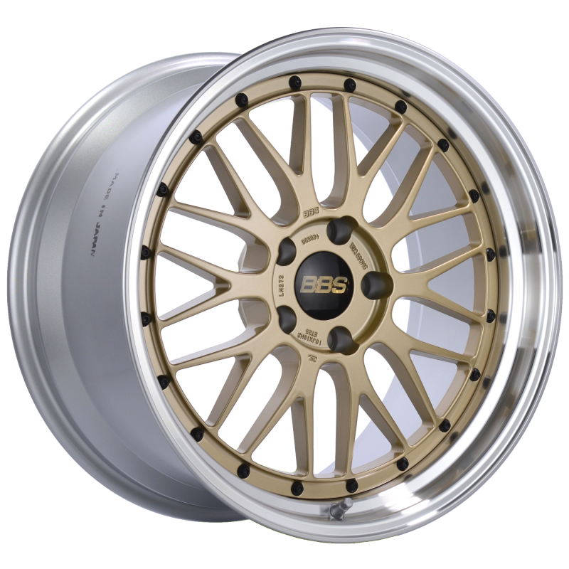 BBS LM 19x10 5x120 ET25 Gold Center Polished Lip Wheel -82mm PFS/Clip Required - LM272GPK