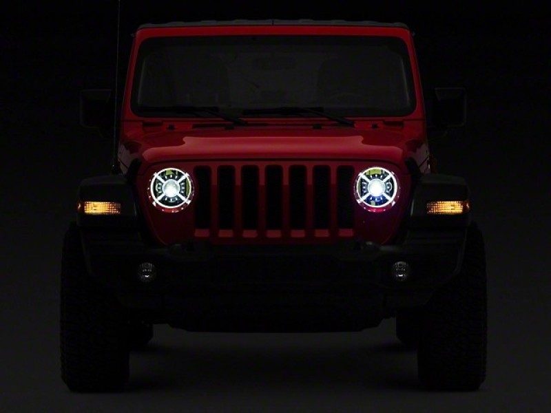 Raxiom 18-22 Jeep Wrangler JL/ JT 9-Inch LED Headlights w/ DRL and Halo- Black Housing (Clear Lens) - J137646