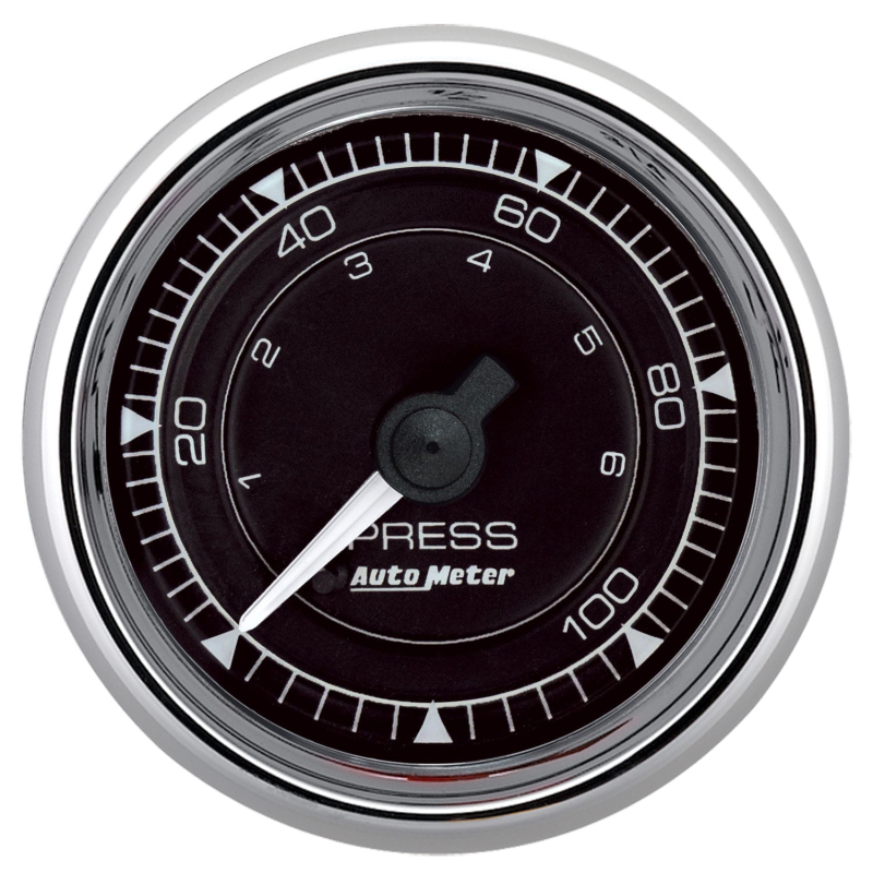 Autometer Chrono 2-1/16in 100PSI Mechanical Pressure Gauge - Chrome - 9721