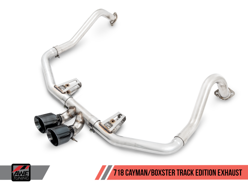 AWE Tuning Porsche 718 Boxster / Cayman Track Edition Exhaust - Chrome Silver Tips - 3010-32038