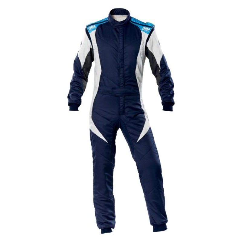 OMP First Evo Suit Navy Blue/Cyan - Size 52 (Fia 8856-2018) - IA0-1854-B01-244-52