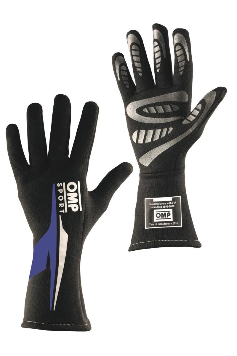 OMP Os 60 Gloves Black/- Medium (Blue) (Fia/Sfi) - IB/762E/NB/M