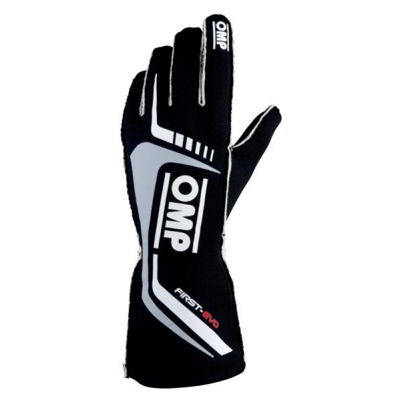 OMP First Evo Gloves Black - Size S (Fia 8856-2018) - IB0-0767-A01-071-S