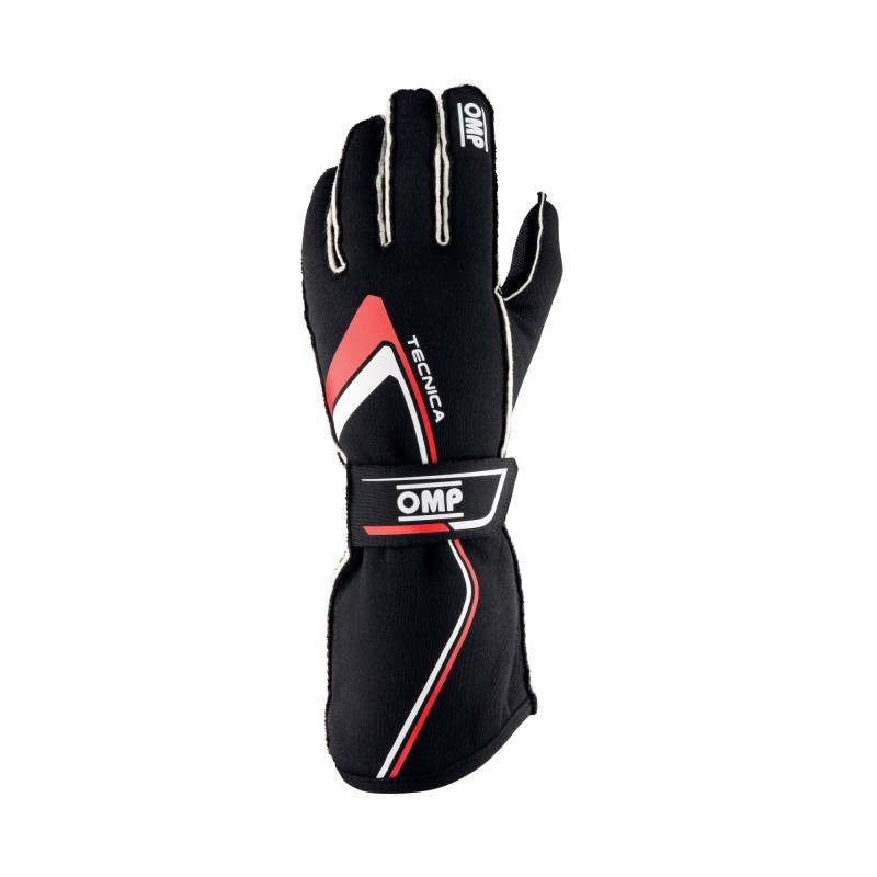 OMP Tecnica Gloves My2021 Black/Red - Size M (Fia 8856-2018) - IB0-0772-A01-073-M