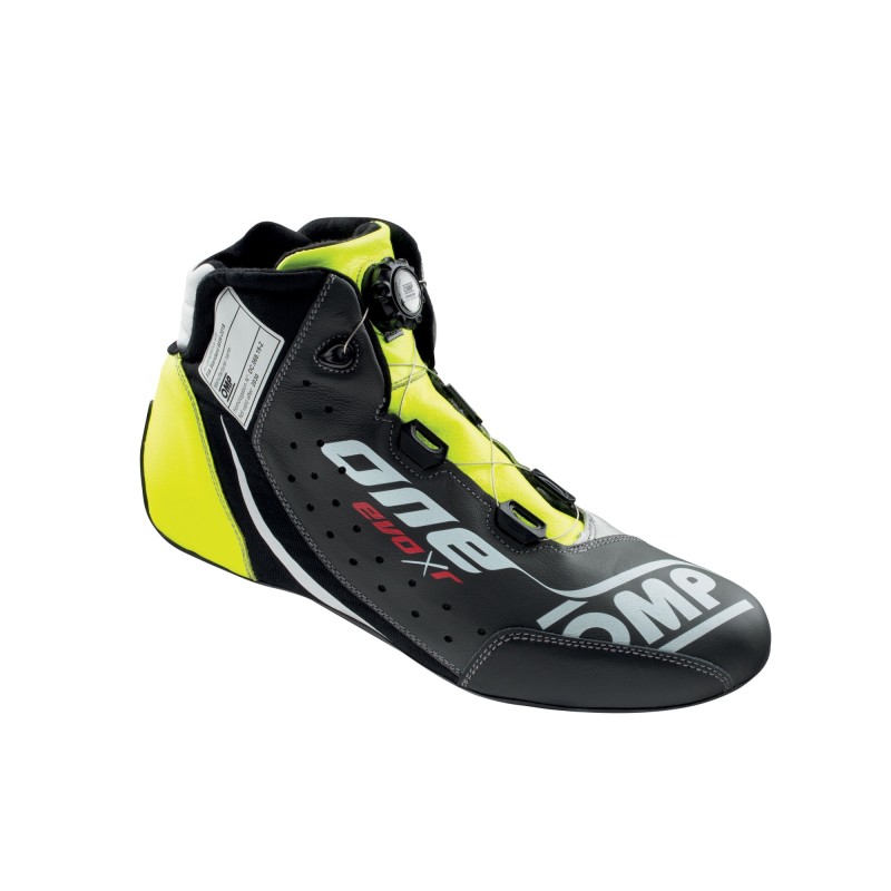 OMP One Evo X R Shoes Black/Silver/Fluorescent Yellow - Size 38 (Fia 8856-2018) - IC0-0805-B01-370-38