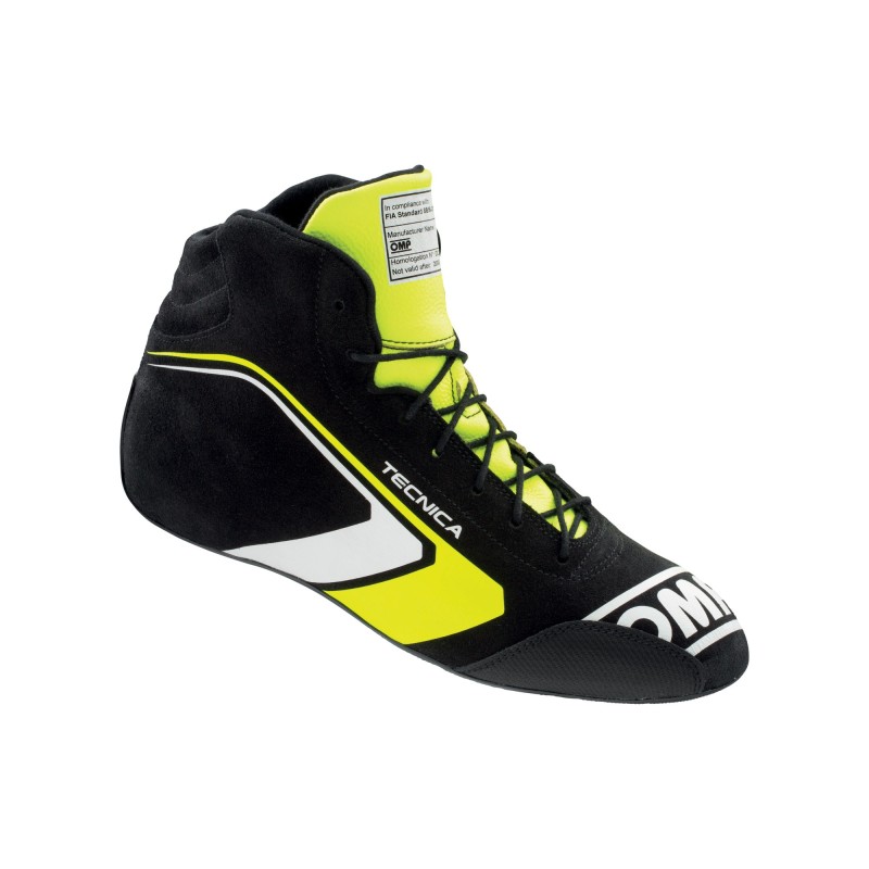 OMP Tecnica Shoes Black/Fluorescent Yellow - Size 43 (Fia 8856-2018) - IC0-0823-A01-178-43