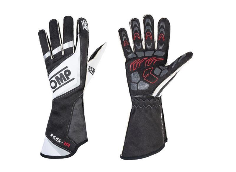 OMP KS-1R Gloves Black/White/Silver - Size L - KB0-2740-A01-071-L