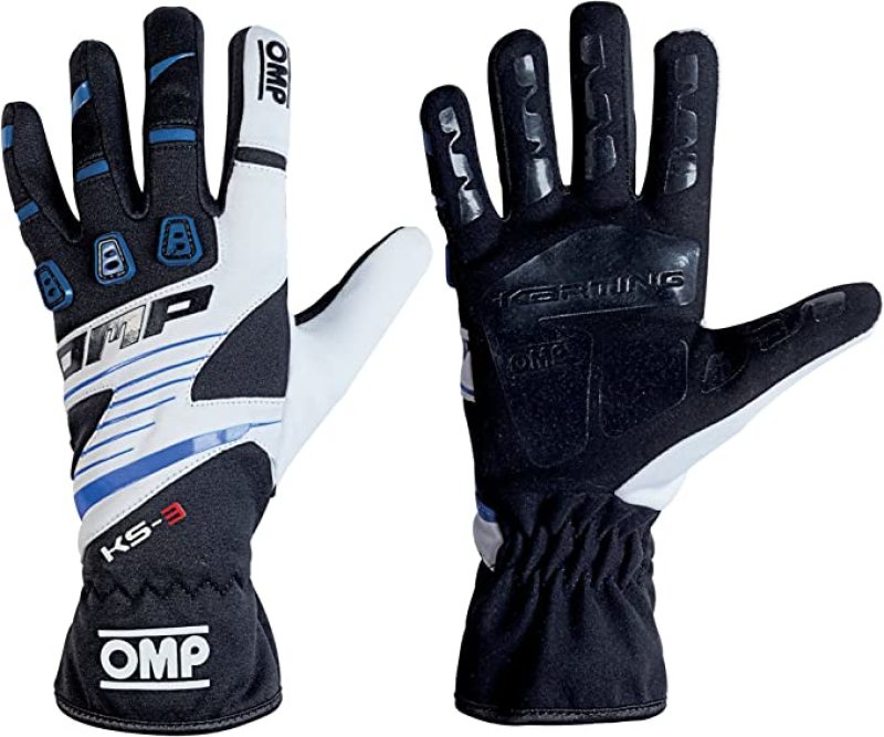 OMP KS-3 Gloves Black/W/Blue - Size M - KB0-2743-B01-175-M