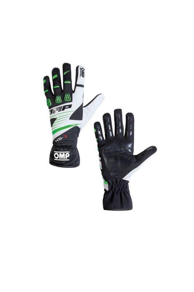 OMP KS-3 Gloves Black/W/Green - Size L - KB0-2743-B01-270-L