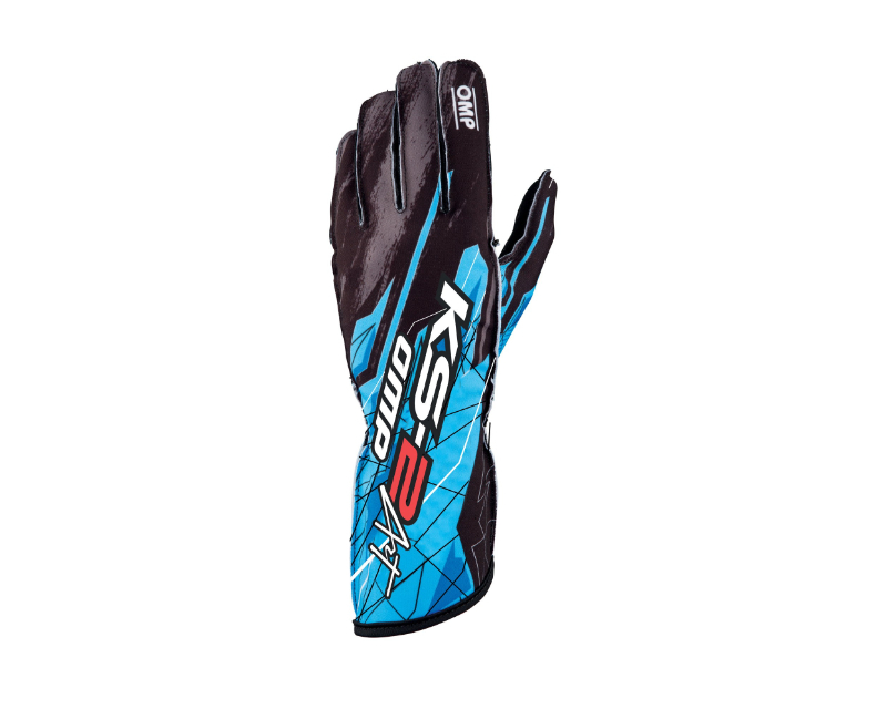 OMP KS-2 Art Gloves Black/Cyan - Size XS - KB0-2748-A01-275-XS