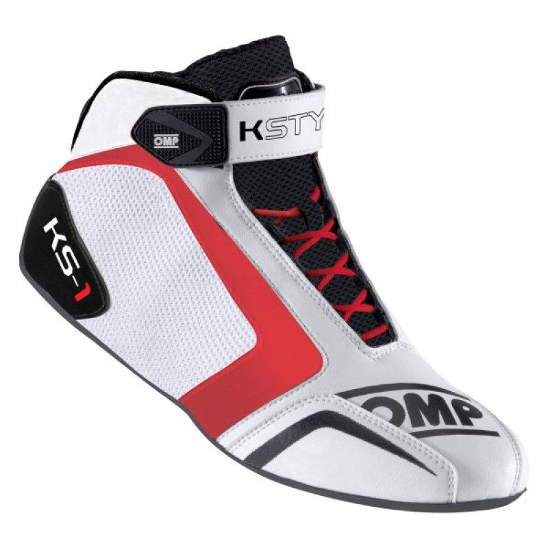 OMP KS-1 Shoes White/Black/Red - Size 35 - KC0-0815-A01-120-35