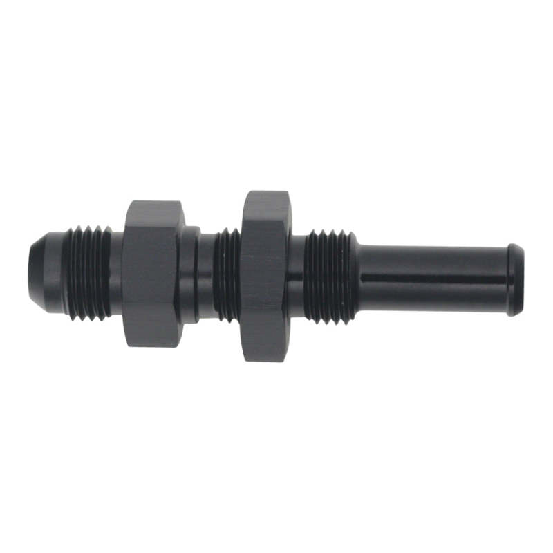 DeatschWerks 6AN Male Flare to Straight 3/8in Single Hose Barb - Anodized Matte Black - 6-02-0734-B