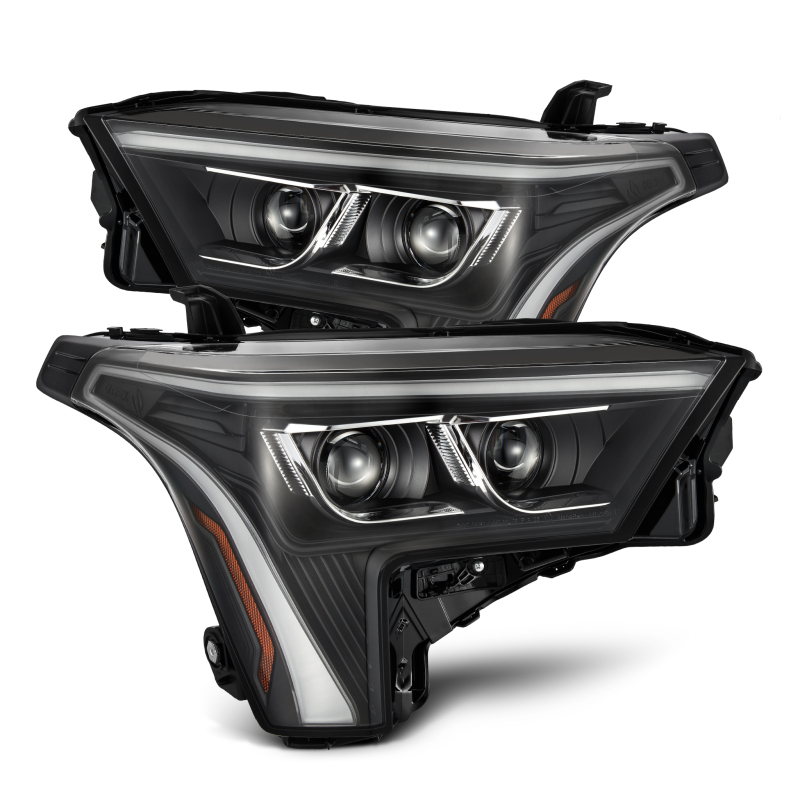 AlphaRex 22-23 Toyota Tundra LUXX-Series Headlights Black w/Amber DRL - Req 810029 OR 810030 - 880874