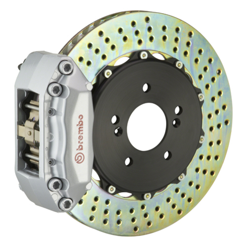 Brembo 04-05 Civic Si Hatchback Fr GT BBK 4Pis Cast 2pc 328x28 2pc Rotor Drilled-Silver - 1A1.6022A3