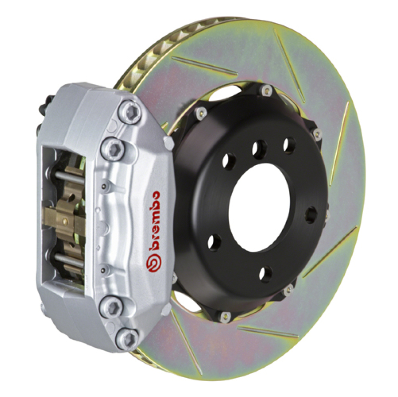 Brembo 04-11 RX-8 Front GT BBK 4 Piston Cast 2pc 328x28 2pc Rotor Slotted Type-1-Silver - 1A2.6018A3