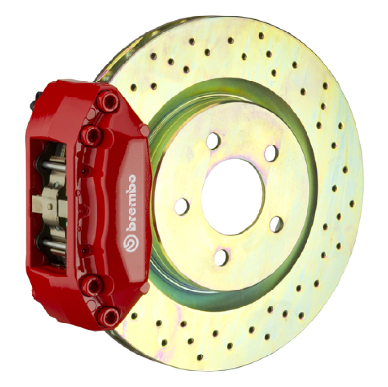 Brembo 12-19 Fiat 500 Pop/Sport/Lounge/Abarth Fr GT BBK 4Pist. Cast 2pc 28 5x28 1pc Rotor Drill-Red - 1A4.3002A2