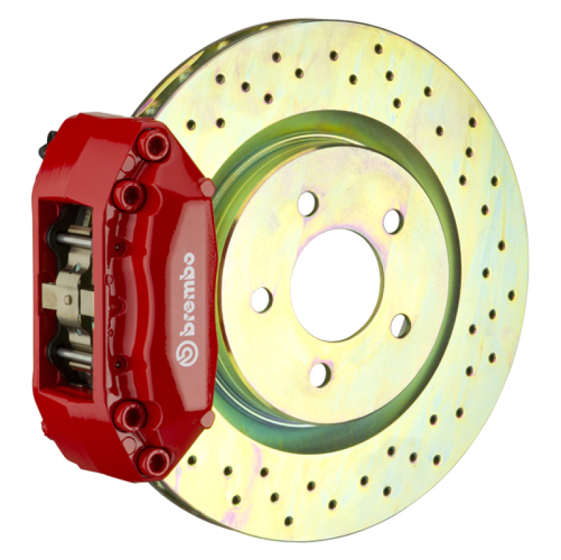 Brembo 92-98 318i/325i (Excl. xDrive) Front GT BBK 4 Piston Cast 2pc 320x28 1pc Rotor Drilled-Red - 1F4.6001A2