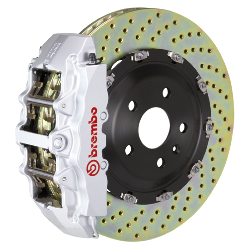 Brembo 03-09 Range Rover Front GT BBK 8 Piston Cast 380x34 2pc Rotor Drilled-Silver - 1G1.9006A3