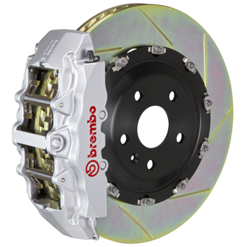 Brembo 00-06 X5 (E53) Front GT BBK 8 Piston Cast 380x34 2pc Rotor Slotted Type-1-Silver - 1G2.9002A3