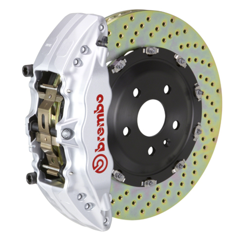 Brembo 14-18 1500 Sierra w/ Alum Fr Knuckles Fr GT BBK 6Pis Cast 2pc 380x34 2pc Rtr Drill-Silver - 1J1.9018A3