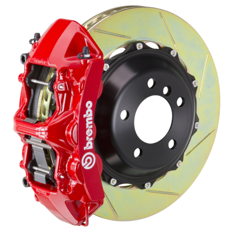 Brembo 05-14 Mustang GT Excl non-ABS Equipped Fr GT BBK 6Pist Cast 355x32 2pc Rtr Slot Type1-Red - 1M2.8016A2