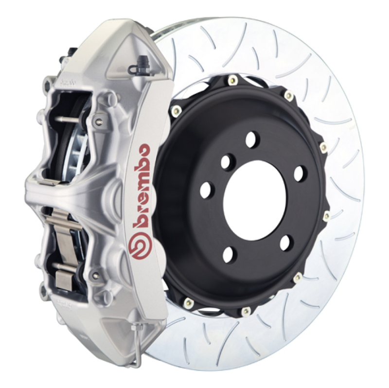 Brembo 03-06 G35 Sedan/03-08 350Z Front GT BBK 6 Piston Cast 380x32 2pc Rotor Slotted Type3-Silver - 1M3.9043A3