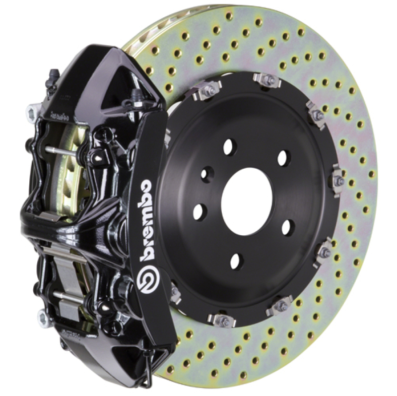 Brembo 09-16 Genesis Coupe 2.0T/3.8 Front GT BBK 6 Piston Cast 365x34 2pc Rotor Drilled-Black - 1N1.8507A1