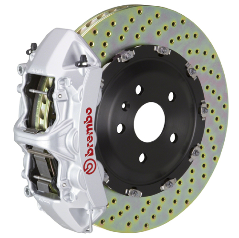 Brembo 04-08 S4 (B6/B7) Front GT BBK 6 Piston Cast 365x34 2pc Rotor Drilled-Silver - 1N1.8511A3