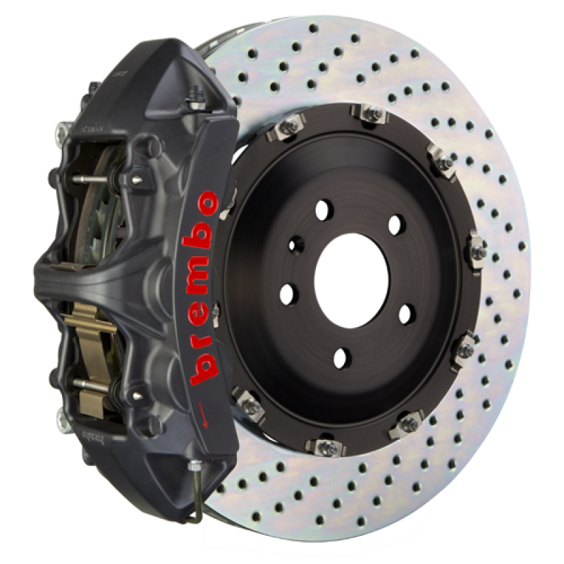 Brembo 96-05 550/575 (Excl. GTC) Front GTS BBK 6 Piston Cast 380x34 2pc Rotor Drilled-Black HA - 1N1.9012AS