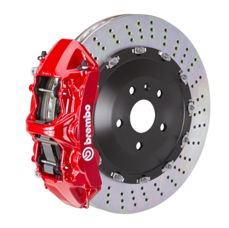 Brembo 03-07 Cayenne/S/Turbo Front GT BBK 6 Piston Cast 405x34 2pc Rotor Drilled-Red - 1N1.9501A2