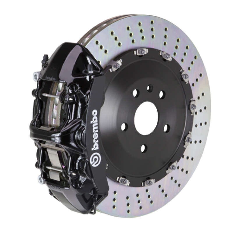 Brembo 03-09 Range Rover Front GT BBK 6 Piston Cast 405x34 2pc Rotor Drilled-Black - 1N1.9502A1