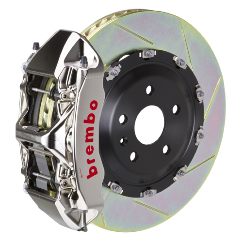 Brembo 14-18 A250/14-19 CLA250 Fr GTR BBK 6 Piston Billet 365x34 2pc Rotor Slotted Type1 - Nickel - 1N2.8512AR