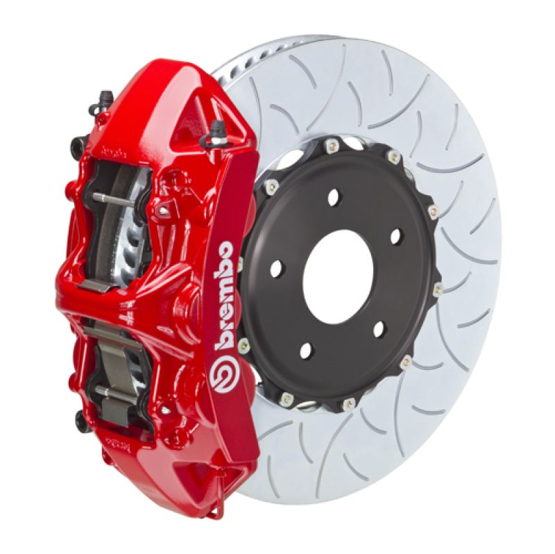 Brembo 04-17 WRX STi/18-21 WRX STI Front GT BBK 6 Piston Cast 350x34 2pc Rotor Slotted Type3-Red - 1N3.8011A2