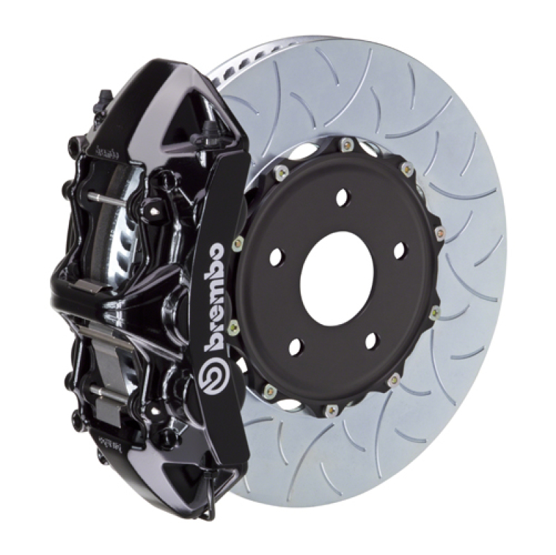Brembo 08-15 Lancer Evo X Front GT BBK 6 Piston Cast 350x34 2pc Rotor Slotted Type-3-Black - 1N3.8019A1
