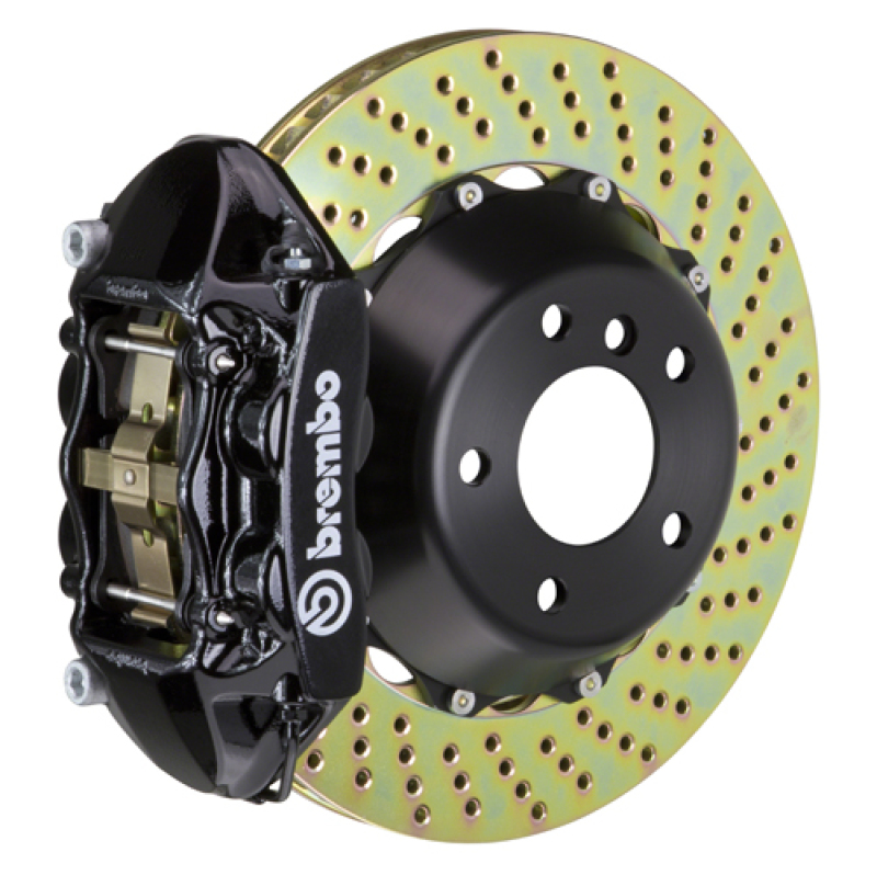 Brembo 09-15 Lancer Ralliart Front GT BBK 4 Piston Cast 365x29 2pc Rotor Drilled-Black - 1P1.8502A1