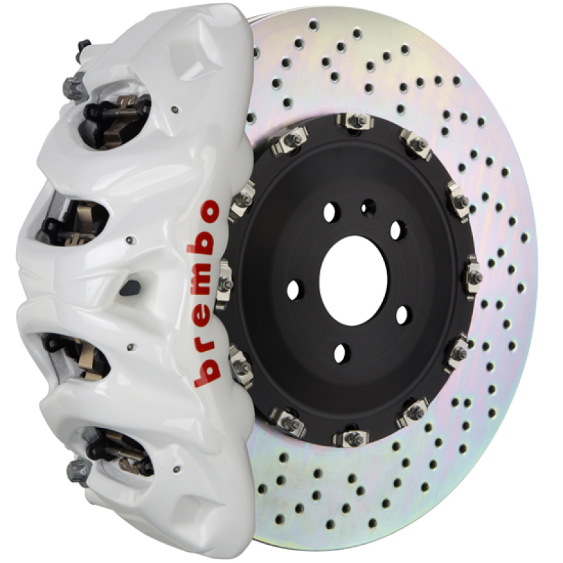 Brembo 09-14 F150 2WD Front GT BBK 8 Piston Cast 412x38 2pc Rotor Drilled- White - 1Q1.9603A6