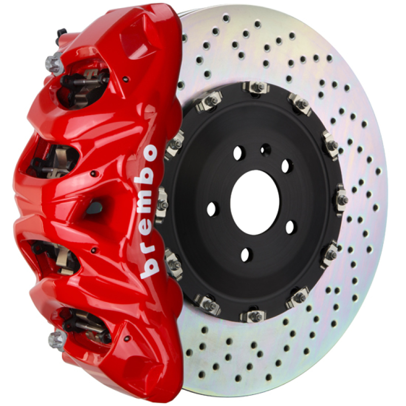 Brembo 11-18 Cayenne Turbo/11-18 Cayenne/S/GTS Fr GT BBK 8 Pist Cast 412x38 2pc Rotor Drilled-Red - 1Q1.9613A2