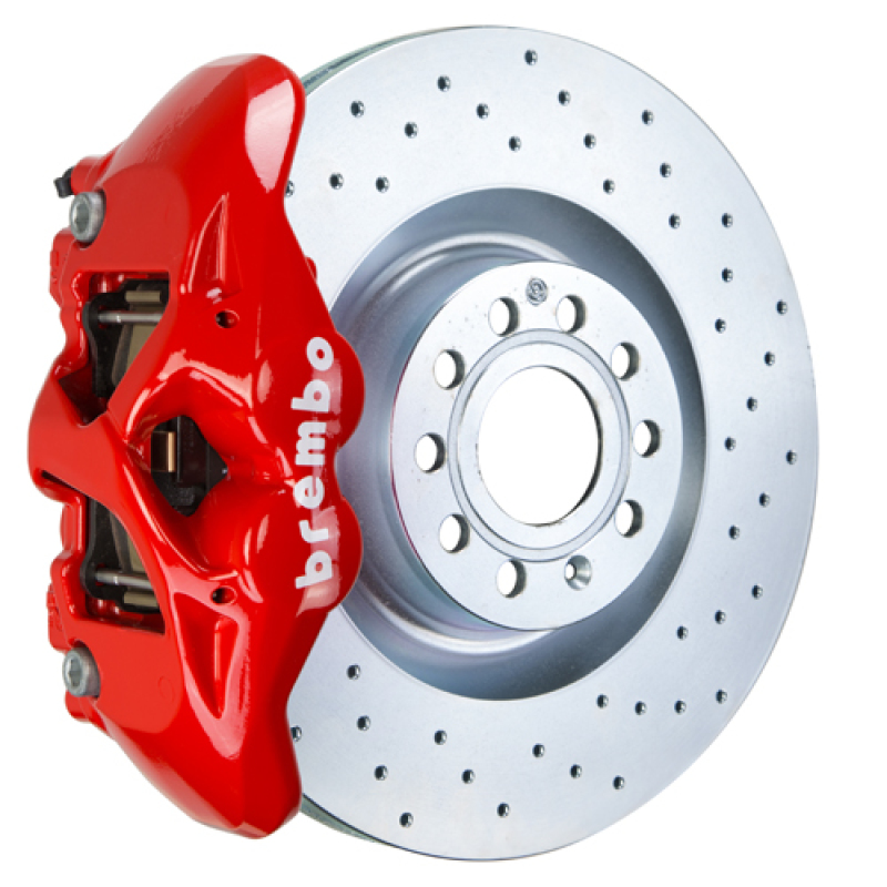 Brembo 05-10 Jetta GLI Front GT BBK 4 Piston Cast 345x30 1pc Rotor Drilled-Red - 1S4.8002A2