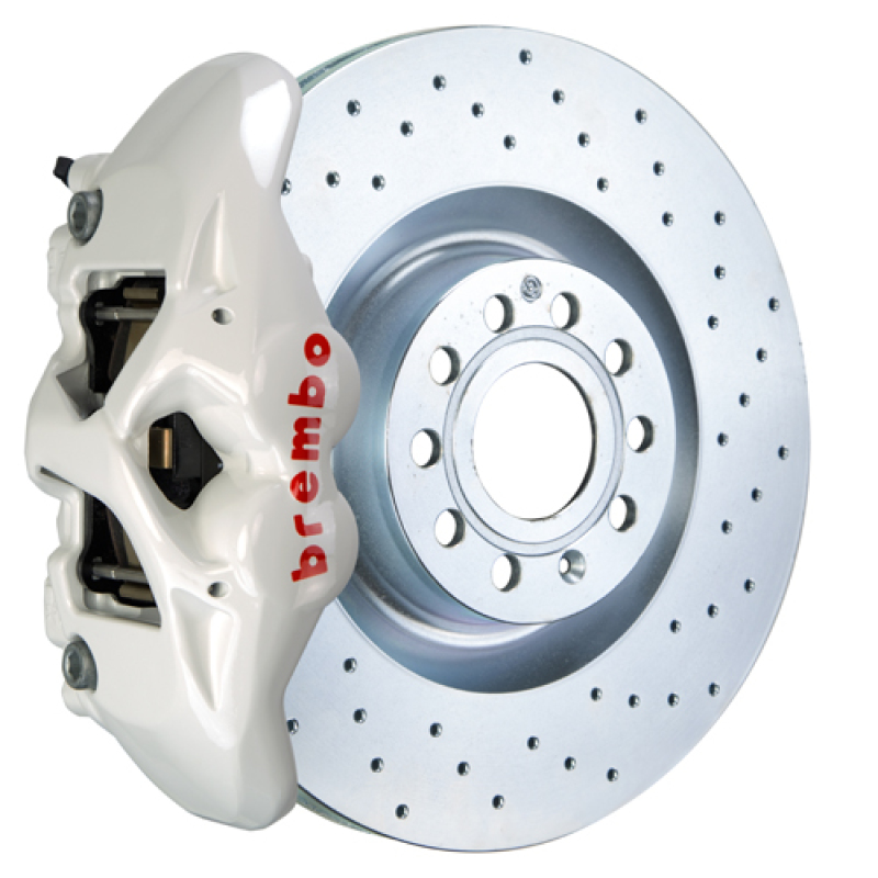 Brembo 14-20 A3 Front GT BBK 4 Piston Cast 345x30 1pc Rotor Drilled-White - 1S4.8003A6