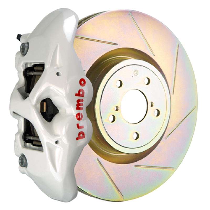 Brembo 02-07 Impreza/WRX/08-14 WRX Front GT BBK 4 Piston Cast 326 x30 1pc Rotor Slotted Type1-White - 1S5.6001A6